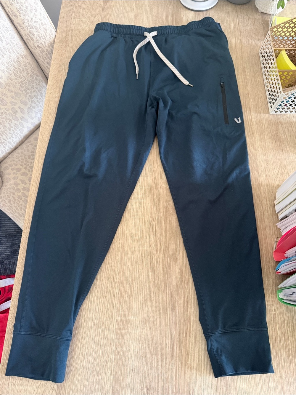 Vuori Teal Drawstring Joggers with Zip Pocket